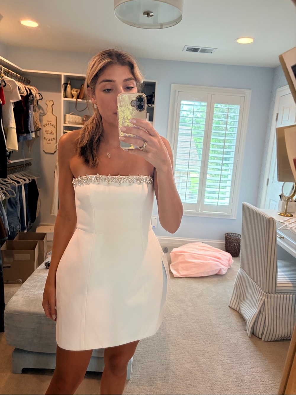 Strapless White Bridal Mini engagement dress - Picture 2 of 4